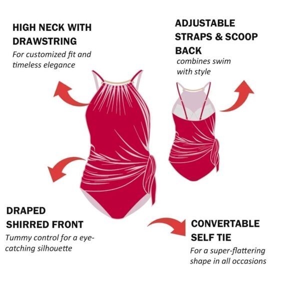 TrimShaper Women's High Neck Handkerchief-hem Tankini Side Tie Swim Top size 14 - Picture 10 of 13